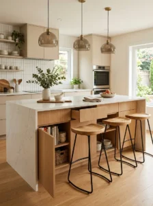 Large modern kitchen island with storage