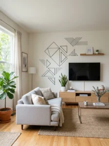 Subtle modern wall decals in a clean contemporary room