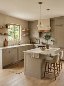 Soft neutral color palette in modern kitchen