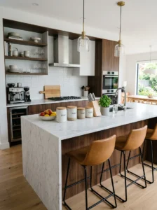 Open kitchen counter space with simple decor styling