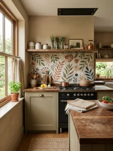 Painted kitchen backsplash with a modern neutral look
