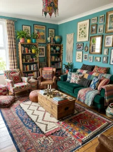 Plants adding freshness to maximalist space