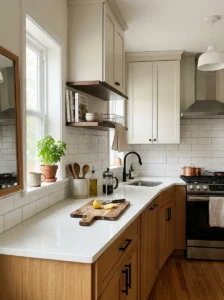 Affordable peel-and-stick backsplash in a modern kitchen