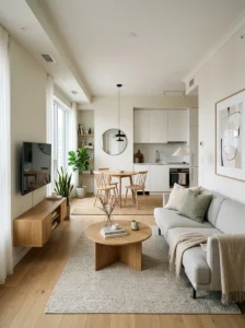 Open layout NYC apartment making space feel bigger