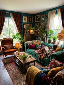 Plants adding freshness to maximalist space