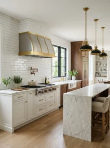 Classic subway tile backsplash in a stylish kitchen