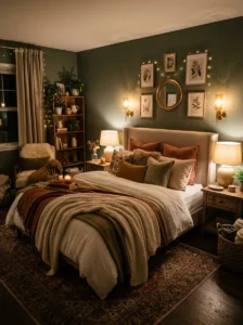 Dream bedroom featuring warm ambient lighting and cozy decor.