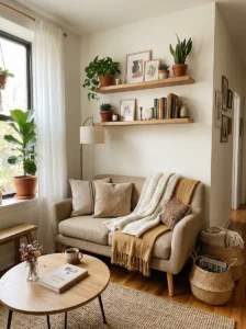 Slim-leg sofa making a tiny living room feel larger