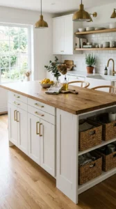 DIY kitchen island created from IKEA cabinets.
