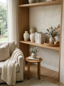 Minimal layered decor in a cozy transitional home