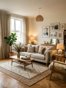 Perfectly proportioned sofa layout in a cozy living room