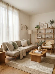 Natural sunlight flowing through a Japandi Scandinavian home