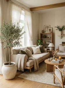 Scandinavian simplicity mixed with Japanese warmth in a cozy interior
