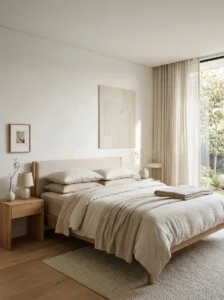 Dream bedroom with minimalist styling and thoughtfully curated decor.