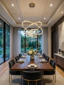 Statement chandelier creating a luxury ceiling focal point