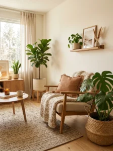 Decorative ceramic plant pots matching cozy home decor