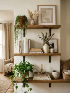 Grouped indoor plants styled together in a cozy home