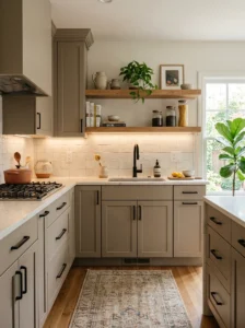 Satin kitchen cabinets in a timeless neutral kitchen