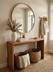 Entryway styled with three main decor elements