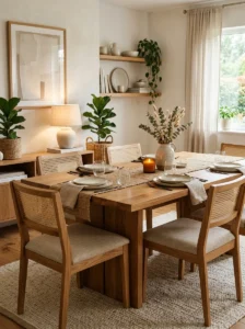 Satin finish furniture in a warm modern home