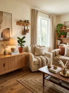 Warm wood undertones layered together in a cozy home