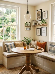Built-in banquette dining area.