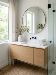Minimal clutter creating a clean small bathroom.