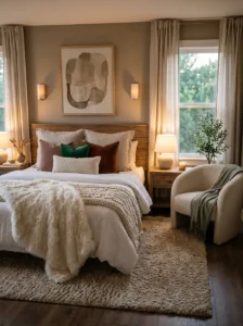 Cozy textures including velvet, boucle and faux fur.