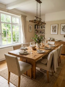 Solid wood dining table for everyday use.