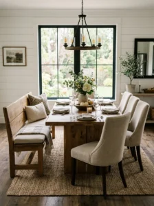Dining room featuring bench seating.