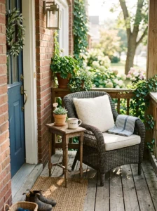 Small side table making a porch more functional.