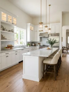 Compact G-shaped kitchen with peninsula.