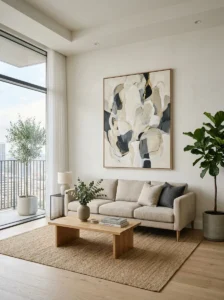 Single statement artwork creating a focal point.