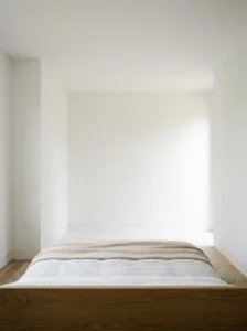 Minimalist bedroom without a television.