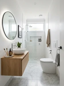 Compact toilet designed for a small bathroom.