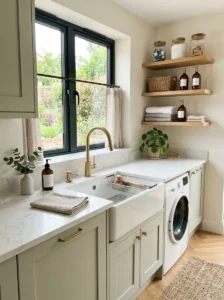 : Utility sink for laundry and mudroom cleanup tasks.