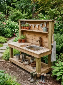 Weather-resistant cedar mud kitchen built for long-lasting outdoor use.
