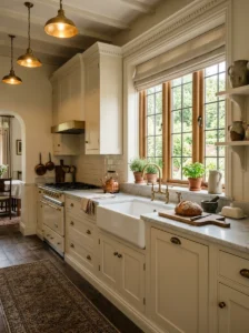 Traditional closed kitchen with private cooking space.