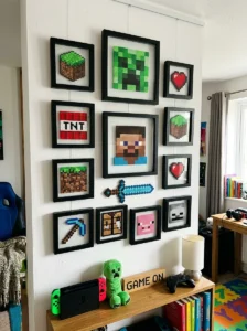 Minecraft pixel art made from Perler beads.