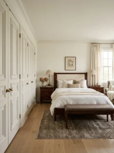DIY applied molding closet doors with a paneled look