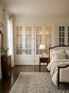 French closet doors with frosted glass panels