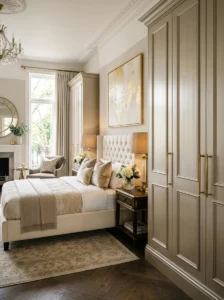 Closet doors painted to match bedroom walls