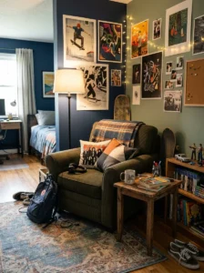 Cozy teenage bedroom with a dimmable bedside reading light