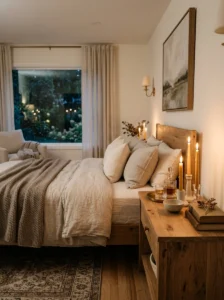 Wall-mounted sconces beside a bed for bedroom lighting