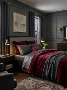 moked glass accessories in a luxury bedroom.