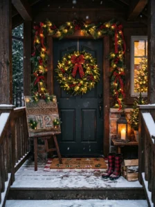 Christmas countdown sign on a festive front porch