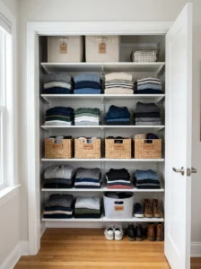 Adjustable closet shelves for flexible storage
