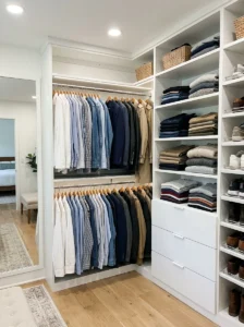 Closet with double hanging rods for extra storage