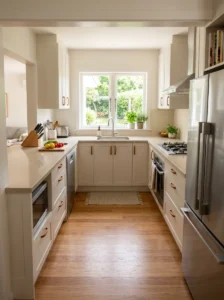 Compact U-shaped kitchen maximizing storage and counter space
