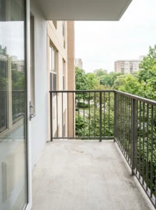 Decluttered small balcony with an open floor ready for a makeover.